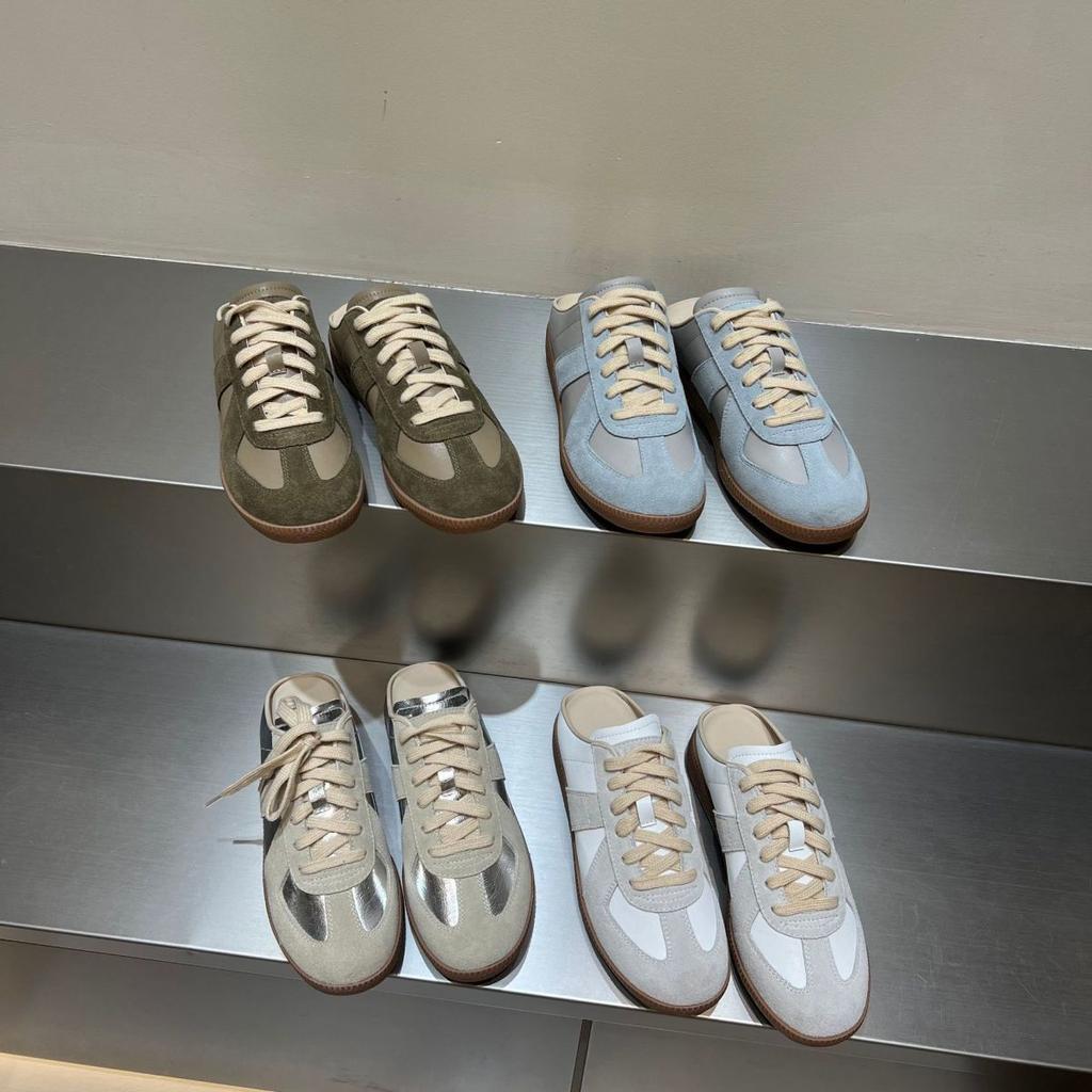 Lace-up German Training Shoes Women's Platform Half-drag Casual Shoes 2025 Spring and Summer New Versatile Korean Version Matte Color Matching Women's