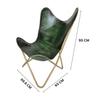 Classic Green Leather Butterfly Chair - Comfortable Folding Living Room Butterfly Chair – with Golden Powder Coated Iron Stand
