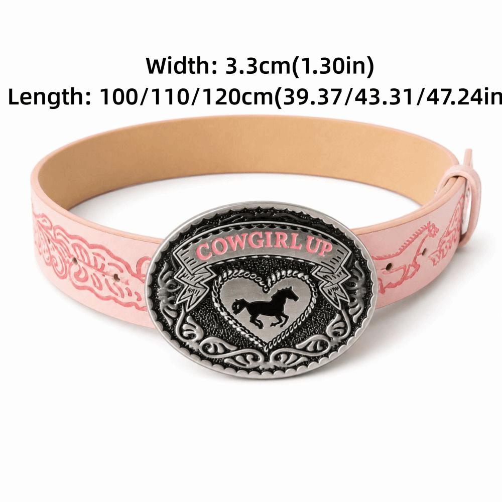Luxury Design Western Cowgirl Belt COWGIRL UP Heart Horse Buckle Waistband  for Women Spice Girls