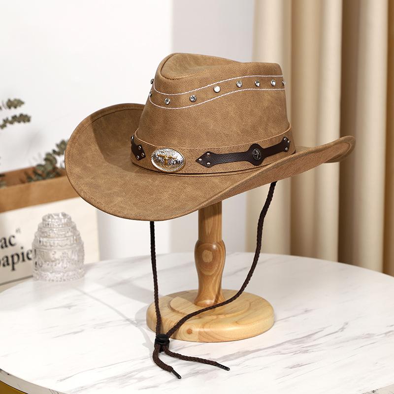 Leather American Western Cowboy Hat Sun Hat Outdoor Prairie Riding Hat Beach