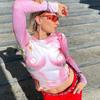 Neue Stil Mesh Tops Durchsichtig T Shirt Frauen Langarm Y2k Vintage T Tops Streetwear Sommer T-shirts Weibliche
