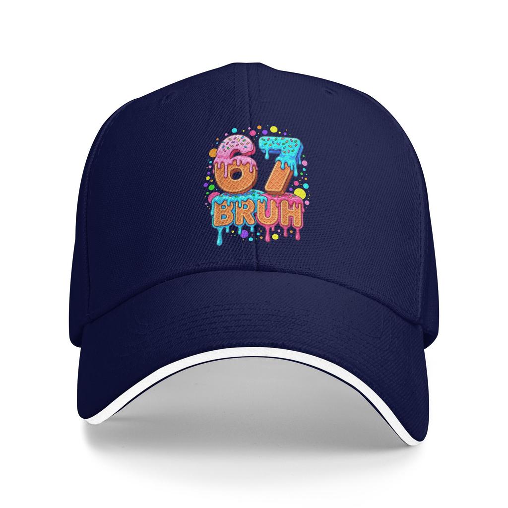 Spotty Dots Dripping Ice Cream Six Seven Meme 67 Sun Baseball Cap Summer Retro Trucker Hat For Men Tennis Skate Baseball Caps