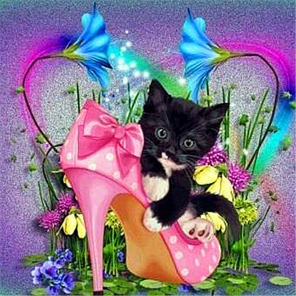 

5D DIY Алмазная картина Кот Вышивка крестиком Набор страз 20*20 cm