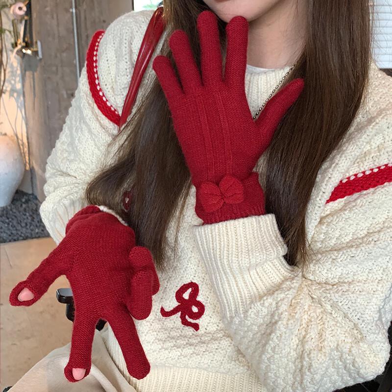 Winter Cute Bow-Knot Knitted Warm Gloves