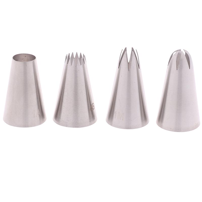 4 Stück Große Spritztüllen Gebäckspitzen Backwerkzeuge Kuchen Set Edelstahl