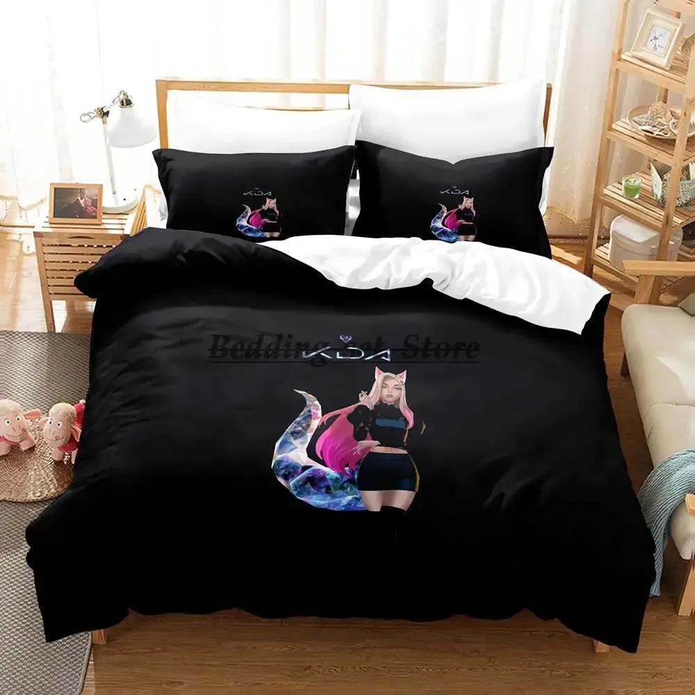 Kda The Baddest Bettwäsche-Set Einzelbett Twin Full Queen King Size Bettset Aldult Kinderzimmer Bettbezug-Sets Anime Bettlaken-Set