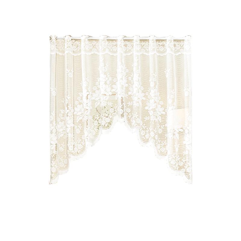 

1 шт. прозрачные кружевные вышитые короткие шторы для карниза с карманом на верхнее окно, треугольная марля, домашний декор в деревенском стиле, жаккардовые цветы