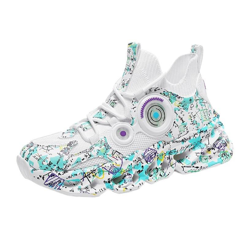 Autumn new national mesh fly-woven casual sports shoes large size platform dad shoes fashionable men's running shoes