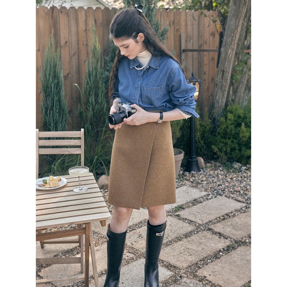 

Юбка с надписью «Твое имя здесь» 2col Y4s029 BROWN/S