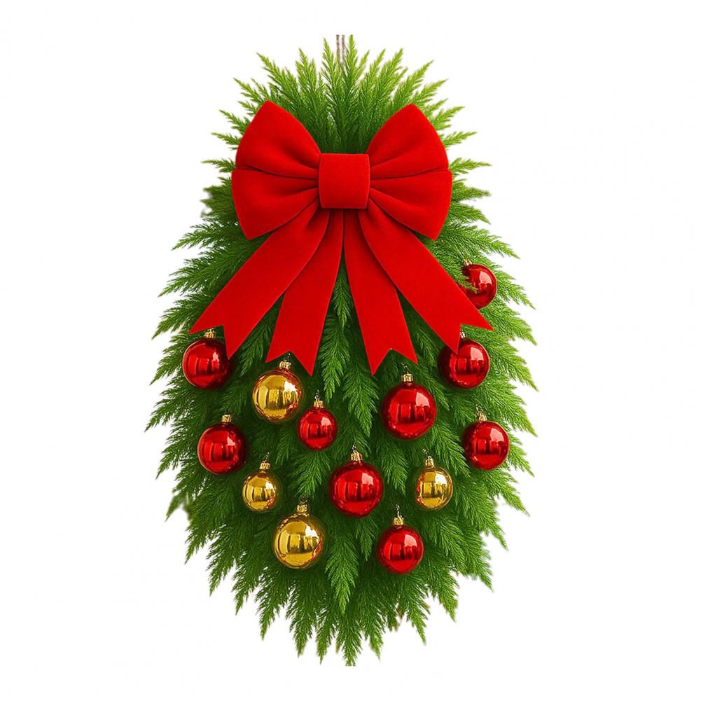 

Christmas Swag Decorations Wall Hanging Christmas Swag Festive Christmas Teardrop Swag Wreath with Norfolk Pine Greenery for A