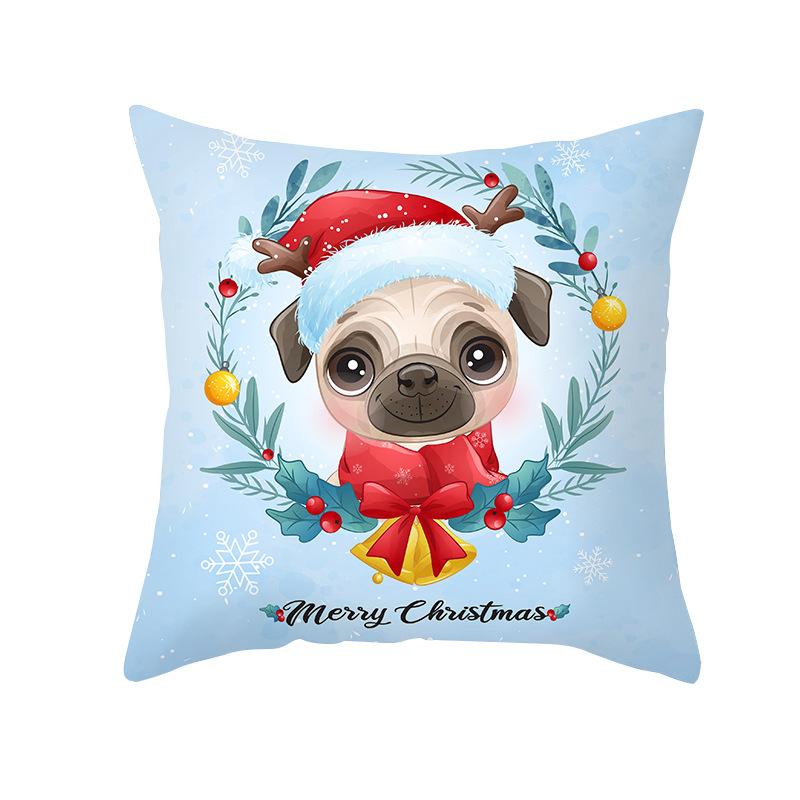 Cartoon Watercolor Christmas Pillow Cover Printed Cute Christmas Snowman Sofa Cushion Pillow Cover Home