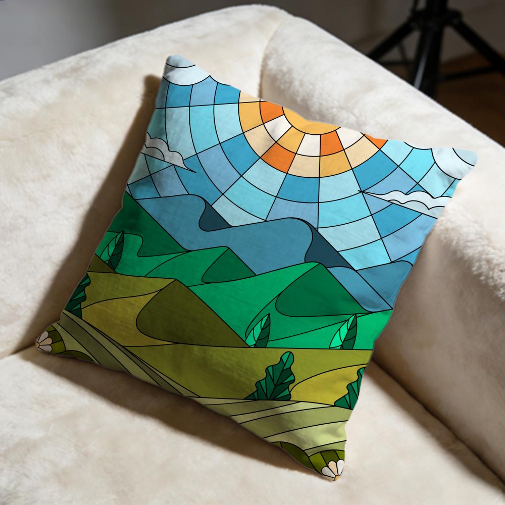 Geometric Landscape Cushion Cover Soft Decorative Pillow Case Suitable for Bedroom Sofa Car Travel Use