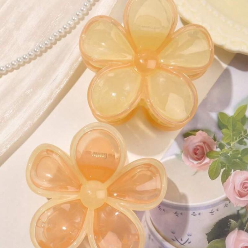 European Jelly Color Flower Claw Clip - Summer Beach Hair Accessory