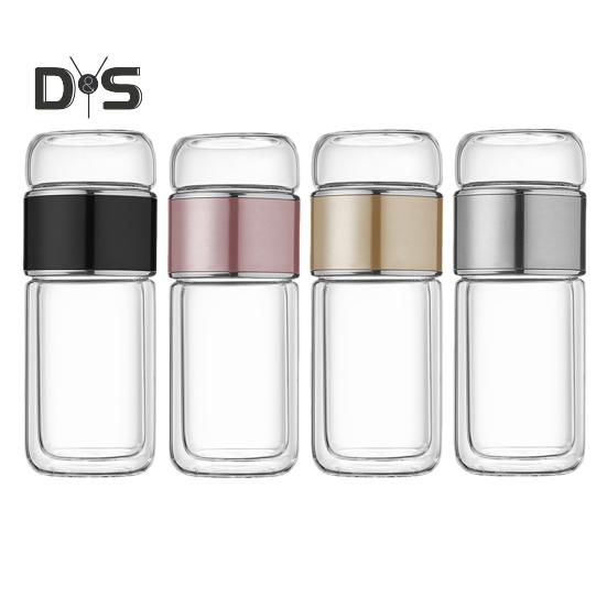 Tee-Ei-Flasche aus Glas, doppelschichtige Isolierung, tragbarer Reise-Teekocher mit Filter, 300 ml, auslaufsicherer Trinkbecher für Aktivitäten im Homeoffice und im Freien