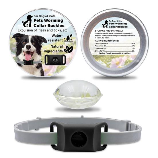Flea Prevention Tag for Dogs Natural Ingredients Tick Repellent Tag Waterproof Collar Tag with 2 Refills Adjustable for Small Medium And Large Dogs