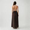 European and American women's clothing new sleeveless sexy neck-hanging long dress pleated waist backless suspender dress women's wholesale
