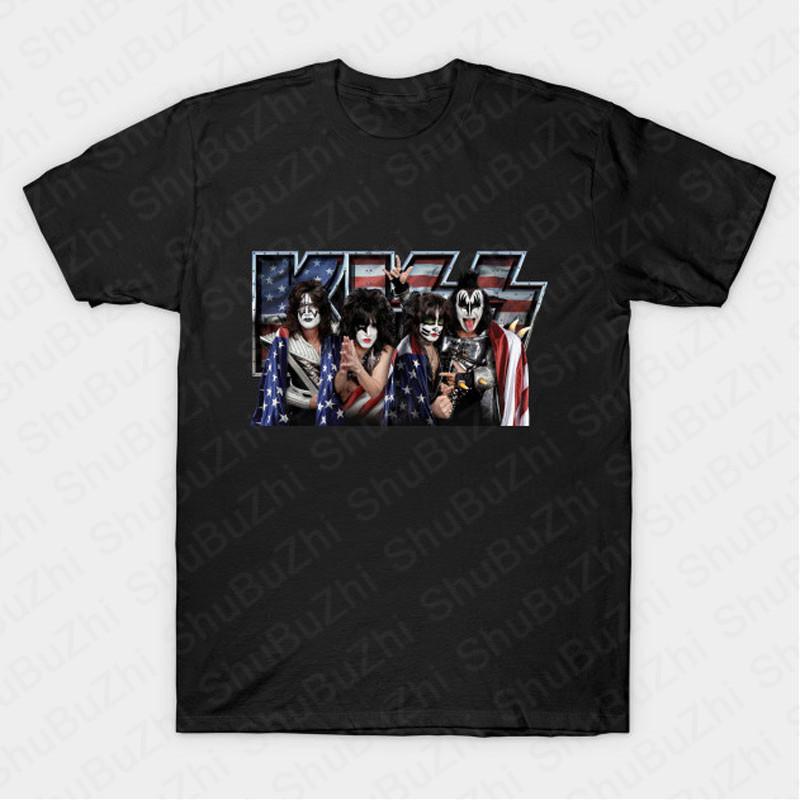 KISS Hiss Cat Parody Funny Tshirts Rock Meow Group Men T Shirt KISS Rock Roll Man Cotton T-Shirt Drop Shipping