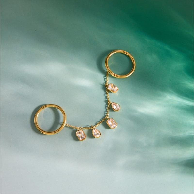 Elegant Zircon Fringe Stackable Finger Ring For Women Stylish Statement Jewelry Perfect For Party And Daily Wear