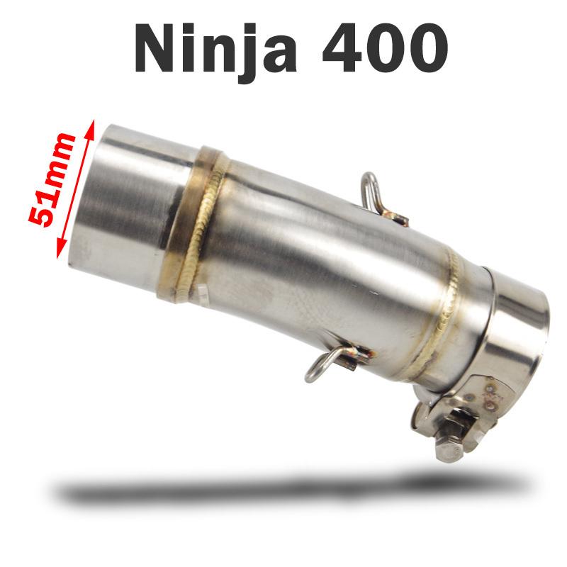 Ninja 400 Slip-on Exhuast Middle Link Pipe Escape Muffler Adapter 51mm Connect Pipe for Kawasaki Ninja400 Z400 2018 2019 2020-21