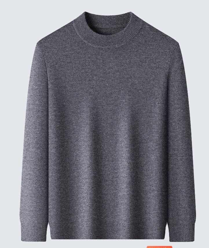 Herren Kaschmir Pullover mit halbem Reißverschluss, dicke Wolle, Langarm, Winter Baselayer