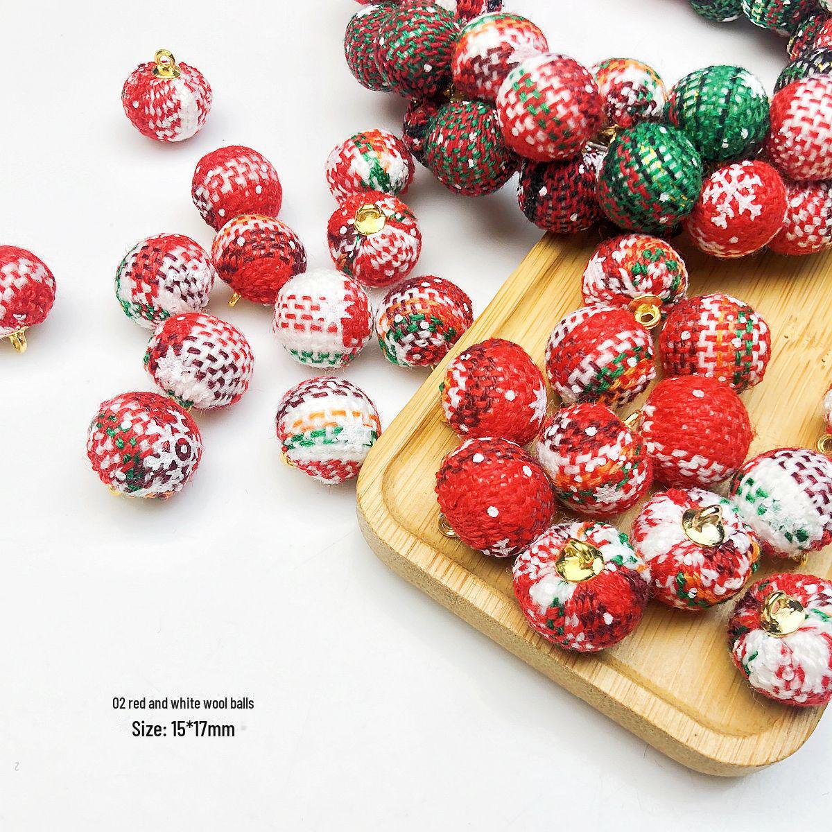 

Красочные рождественские серьги-шарики из шерсти - осенне-зимний аксессуар ручной работы 1 piece белый/красный