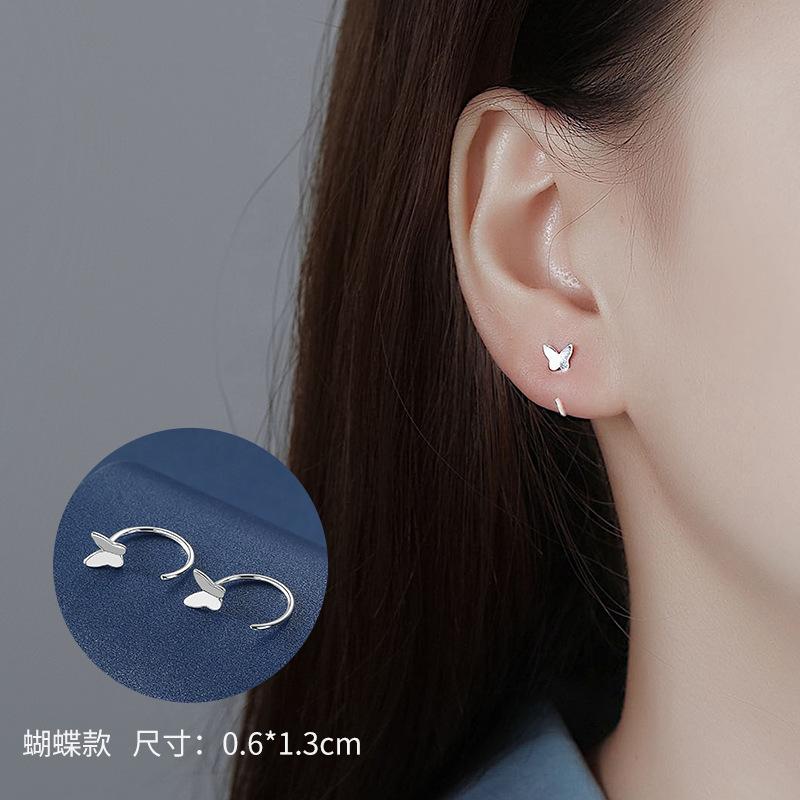 New Female Earring Sterling Silver Heart Flower Star Shaped Earrings for Women Anti Allergy Fashion Statement Bijoux