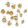 20pcs Stainless Steel Eye Pins Bail Top Drilled Pearl Beads End Caps Gold Color Pendant Charms Connectors for Jewelry Making DIY