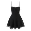Robe Mini Sans Manches Patchwork Dentelle Sucrée 2026: Débardeur Sexy Amincissant à Col Carré Rétro