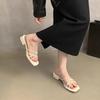 Women's slippers women's summer wear new mid-heeled sandals French temperament gentle fairy style with skirt thick heel sandals