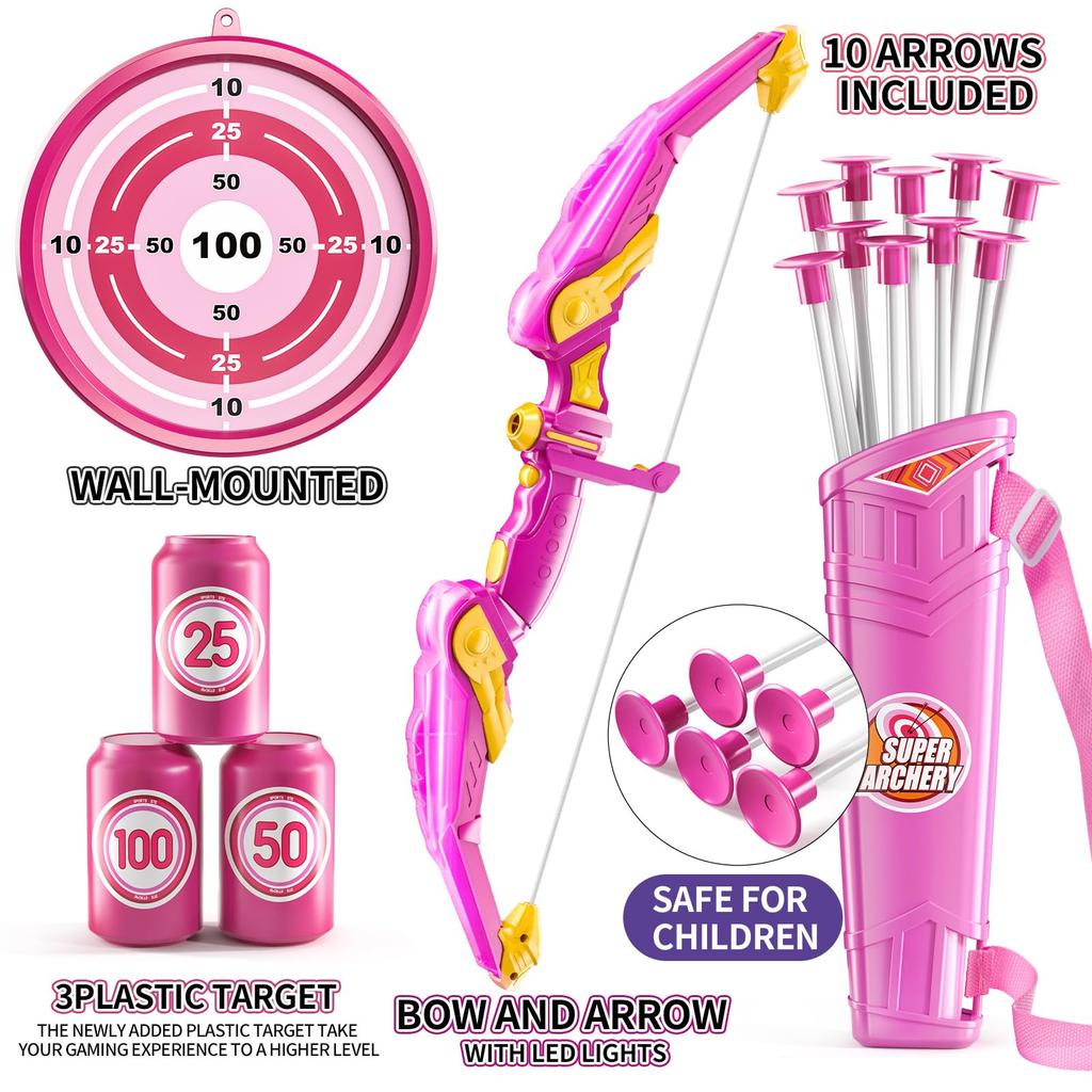 Children's Bow and Arrow Set Archery Toy Set Indoor and Outdoor Toys for Boys and Girls Amusement Equipment Ideal Gift Toys for 6