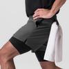 Shorts masculinos de verão, cor sólida, grandes, simples, casual, de secagem rápida, para corrida, esportivo, solto, 2 em 1, para academia, treinamento, shorts elásticos