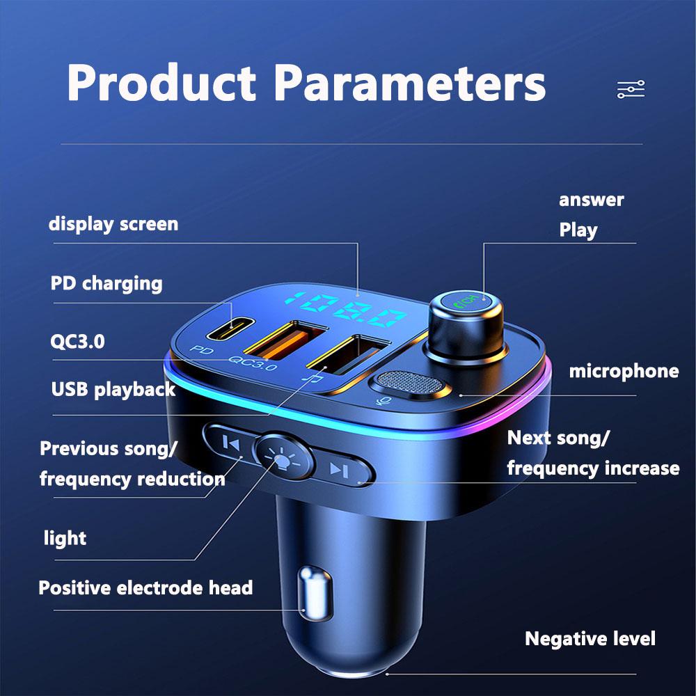 Car Specific Bluetooth Car MP3 Player FM Wireless Transmitter Bluetooth 5.0 QC3.0 USB Car Fast Charging
