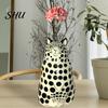Real Flower Vase Dotted Cat Desktop Decoration Resin Cartoon Kitten Floral Plants Holder Indoor Dried Arrangement Container
