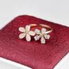 Cincin Pembukaan Opal Bunga, Boleh Laras, Untuk Wanita, Rekaan Daisy Kecil, Set 2 Keping