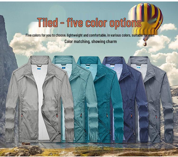 Men's Lightweight Summer Sun Protection Jacket with Stand-up Collar - Breathable, Thin Skin Coat for Outdoor Sports