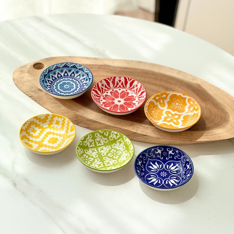 Ceramic Condiment Dishes, Bohemian Style Plates, Sauce Dishes, Suitable For Kitchens, Restaurants, Sushi Shops, And Picnics