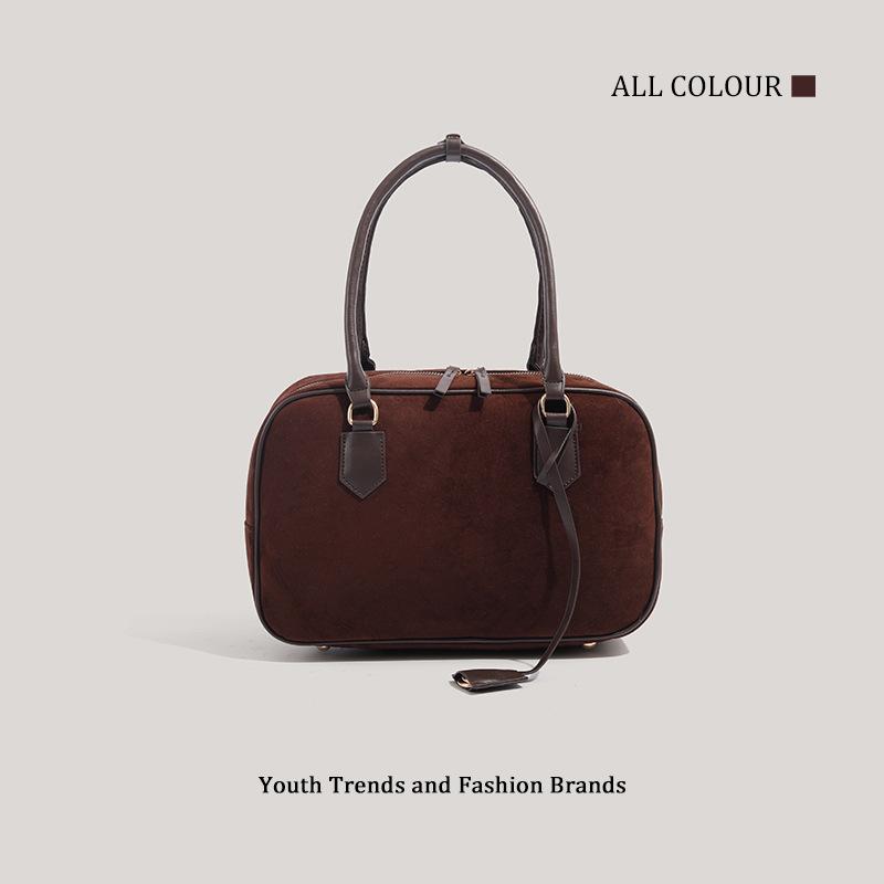 Autumn and winter new bowling matte texture suede suede simple handbag commuter retro bag
