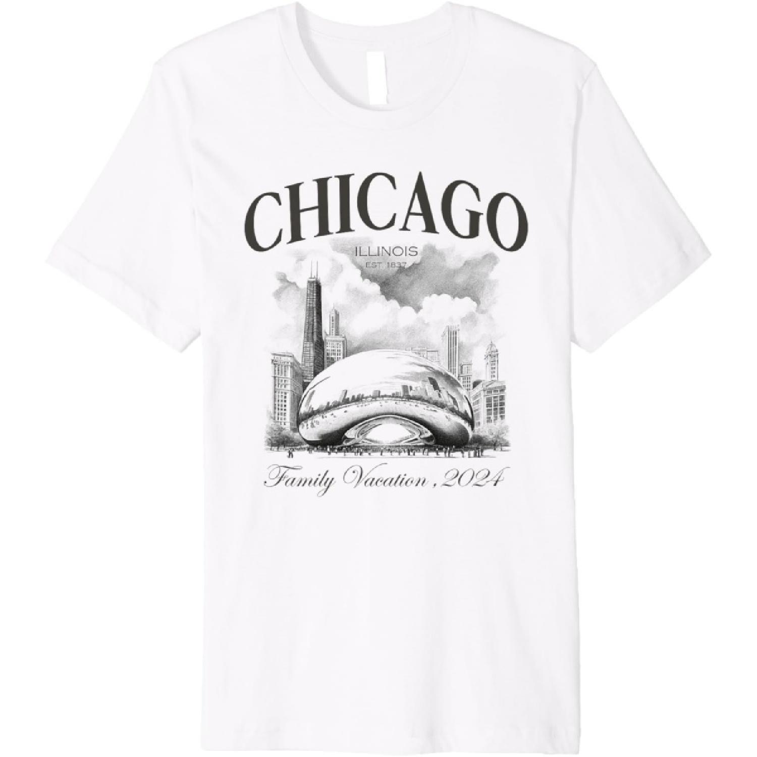 Чикаго Боб Клауд Гейт Семейная Поездка 2024 Премиум Футболка S