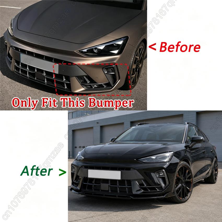 4PCS Front Bumper Lip Spoiler Splitter Chin For SEAT Cupra Leon VZ TSI Sportstourer 2024 2025 Gloss Black Body Kits