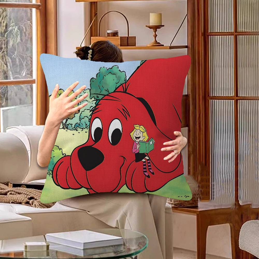 Cartoon Clifford The Big Red Dog Lucky Dragon Pillow Cover Sofa Cushion Cover Home Room Decoration Children Gift