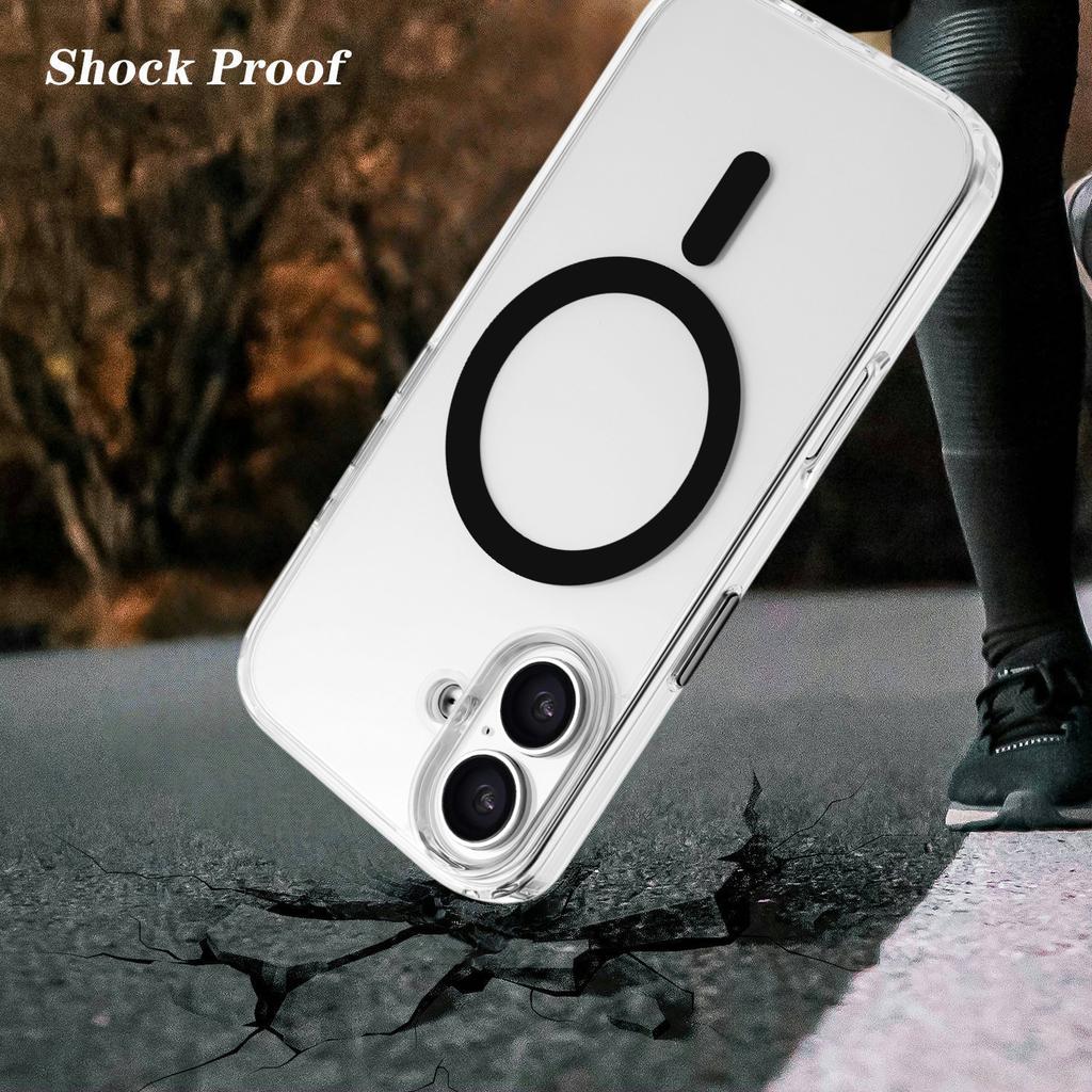 For iPhone 16 Case Compatible with MagSafe Clear PC + TPU Sealed Magnetic Phone Cover