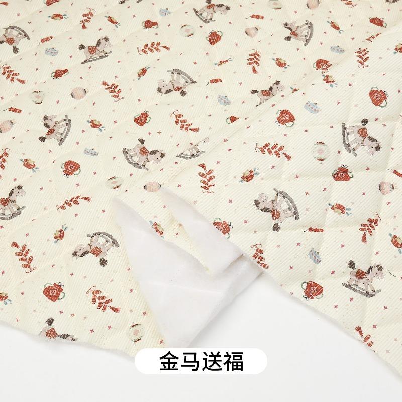 Year of the Horse Printed Thick Corduroy Quilted Cotton Fabric for Cotton Jackets Homewear Pants Pet Clothes DIY Sewing Fabrics