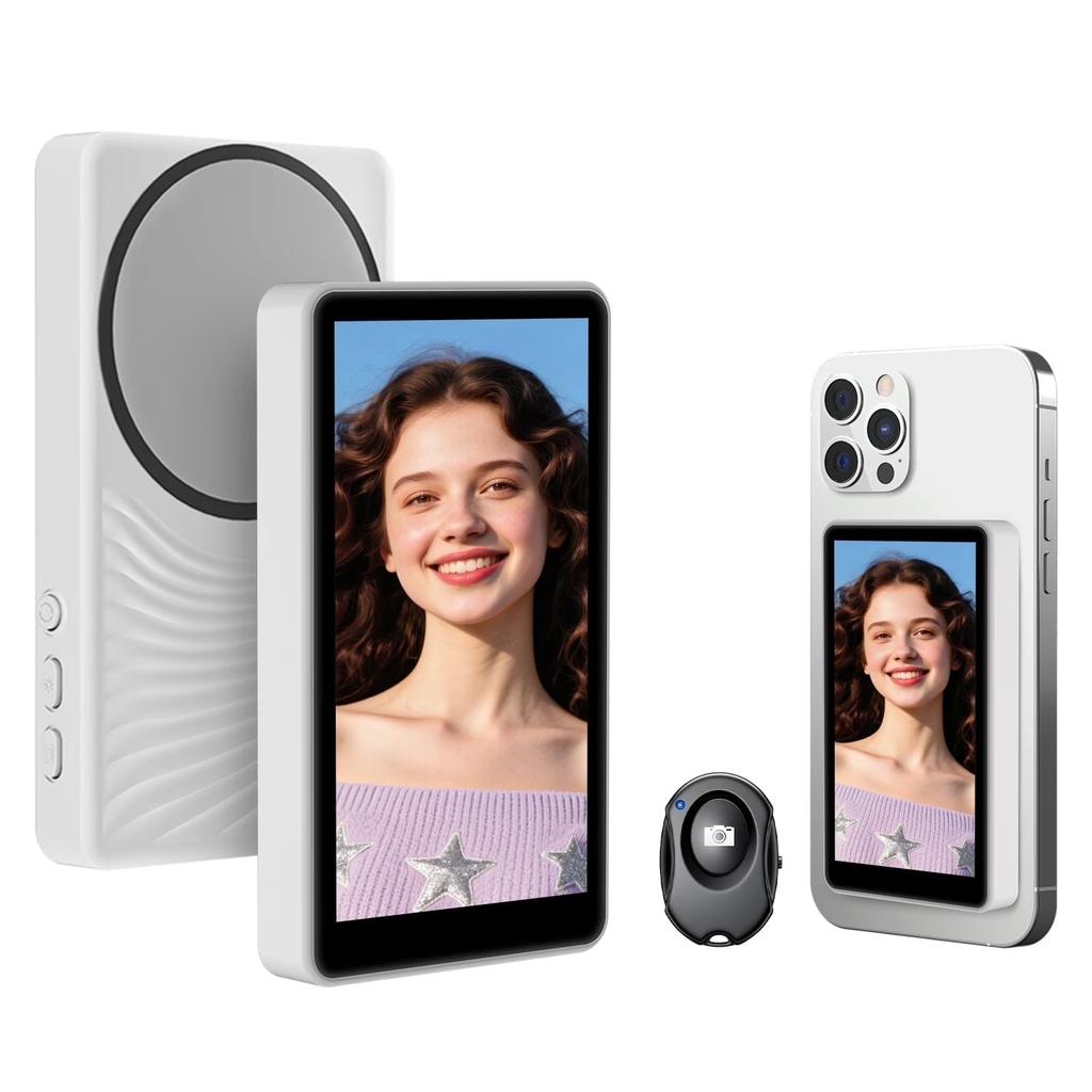 Vlog Selfie Monitor Screen 4k 30fps Bluetooth Remote, Back Camera Monitor Phone For Selfie Vlog Live Stream