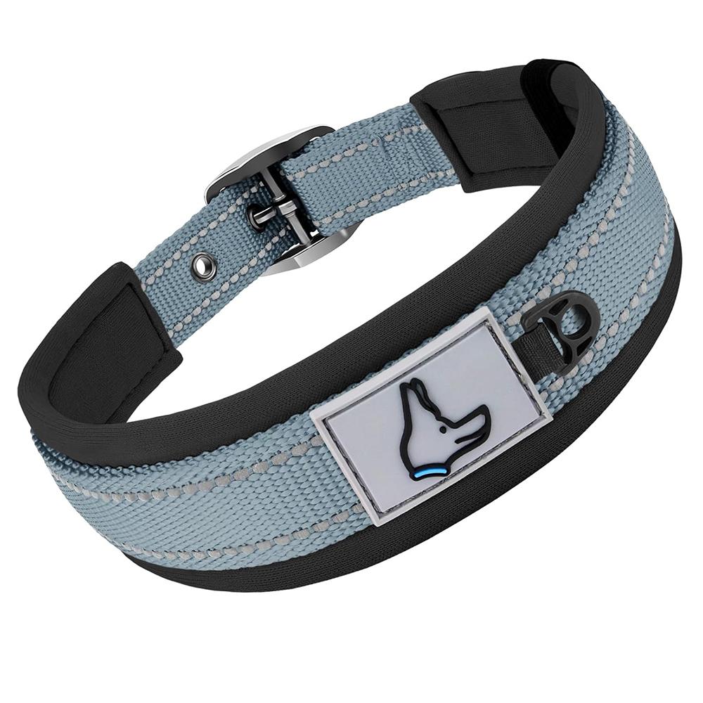 Padded Dog Collars for Small Medium Large Dogs Soft Reflective Wide Pet Collars Adjustable Heavy Duty Nylon Neoprene Dog Collar
