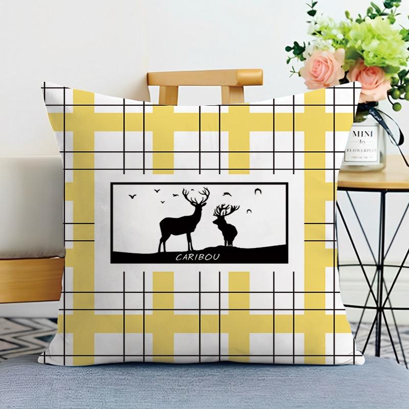 Спальня Гостиная Квадратная Подушка Наволочка Желтая Современная Простая Печатная Декоративная Наволочка 40x40cm