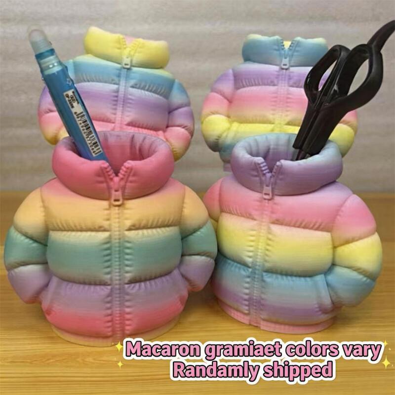 3D Puffer Jacket Shaped Pen Holder Creative Stand Up Desk Storage Pouch Cute Office Stationery Organizer Box For Home