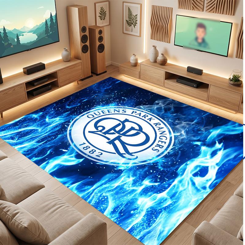 Queens Park Rangers Football Print Crystal Velvet Rug, Comfortable Water Absorbent Non Slip Indoor Floor Carpet