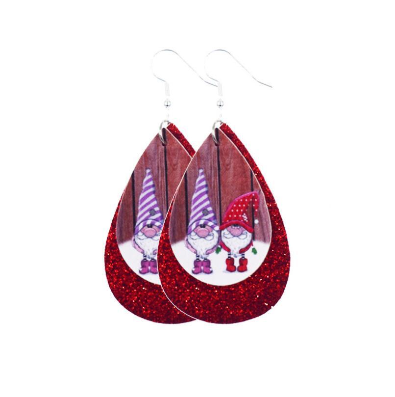 2020 New Double-Layer Leather Christmas Earrings