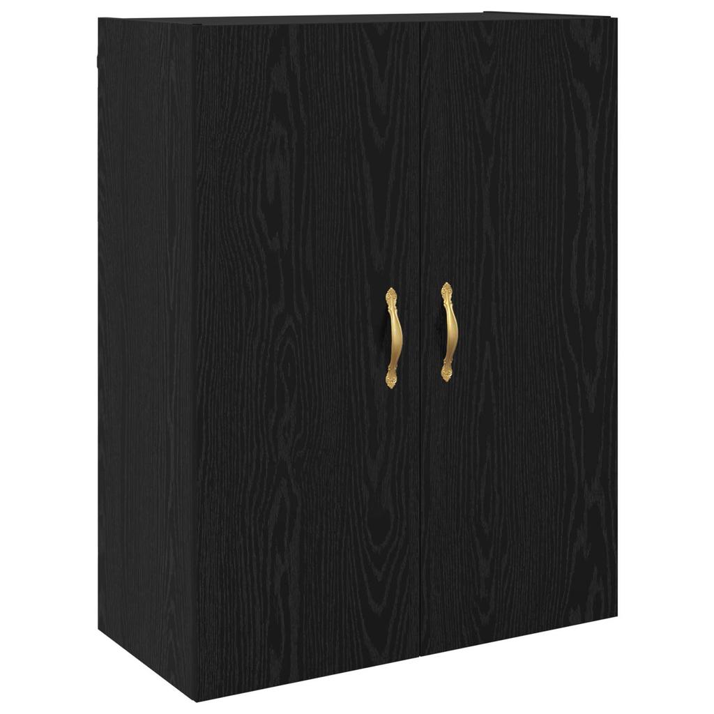 Wall Mounted Cabinet Black Oak Effect 69.5 x 34 x 90 cm