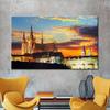 Famous City Night Landscape Poster Louvre Museum Rome Colosseum Jerusalem Sunset Wall Picture Print Home Decor Canvas Painting